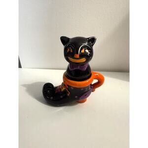 Johanna Parker Black Cat Boot Salt Pepper Set Halloween New